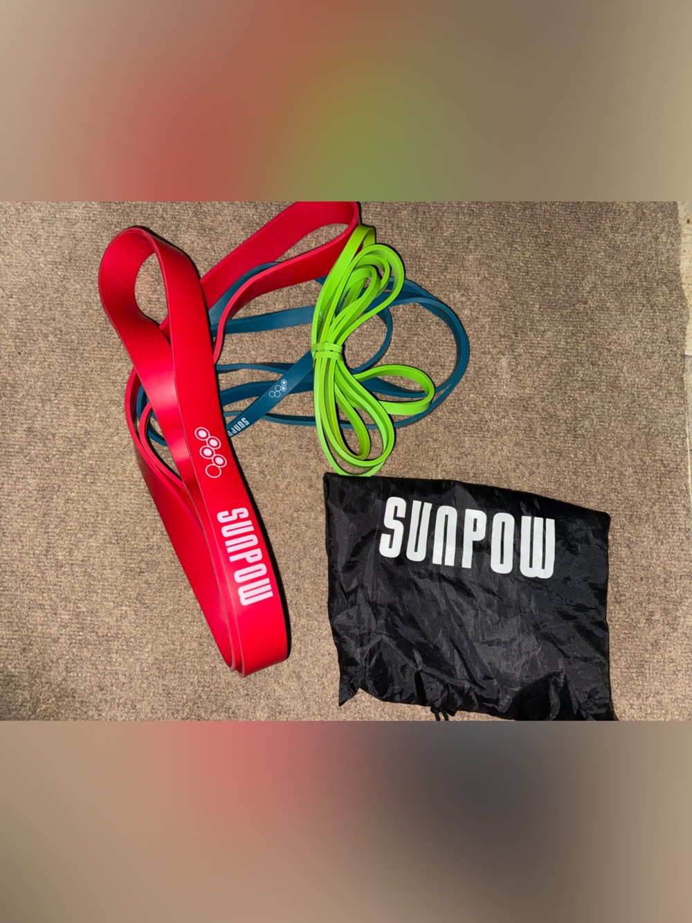 SUNPOW Resistance Bands Set Exercise Loop Bands w/ Carry Bag Home Gym Yoga